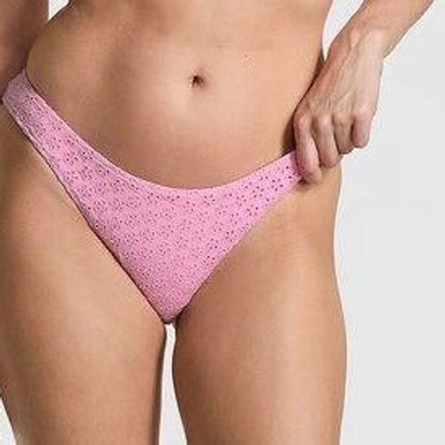 Victoria's Secret Pink Eyelet Bikini Bottom Medium New Floral Embroideredvsswim